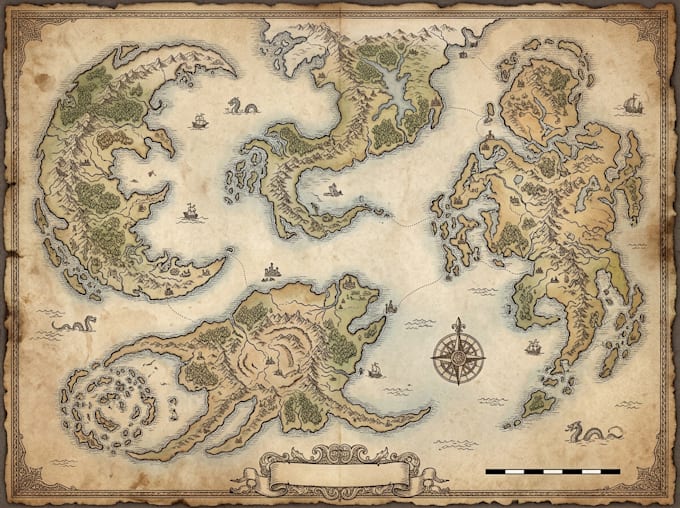 create fantasy world map medieval map continent map for author and worldbuilding