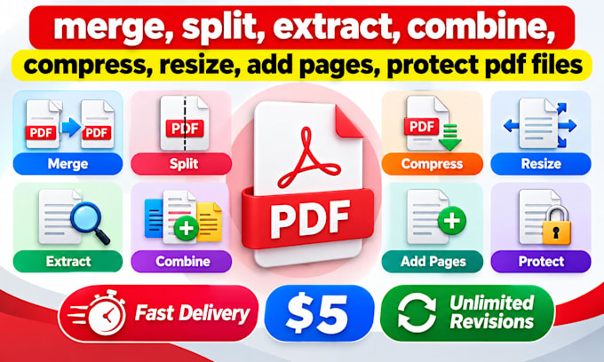 merge, split, extract, combine, compress, resize, add pages, protect pdf files