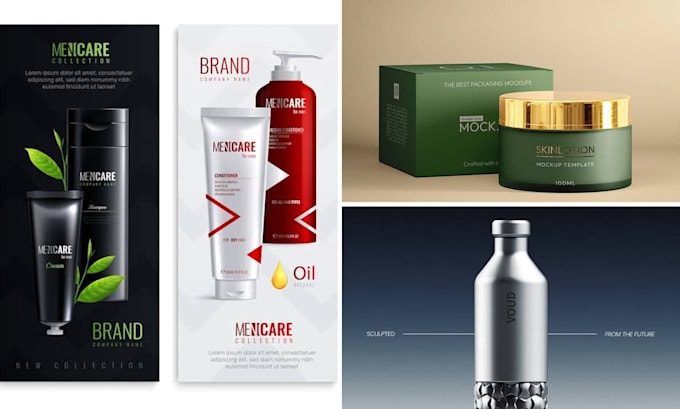 create bottle design cosmetic bottle,tube packaging, realistic product rendering