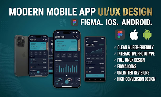 design modern figma mobile app UI UX for os and android