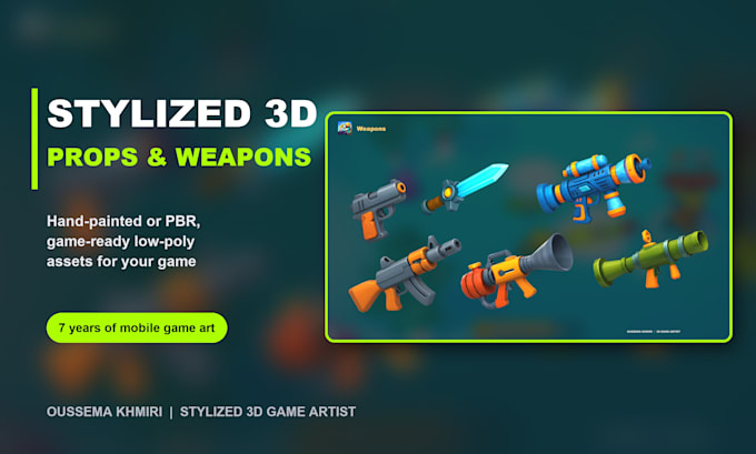 create stylized 3d props and weapons for your game