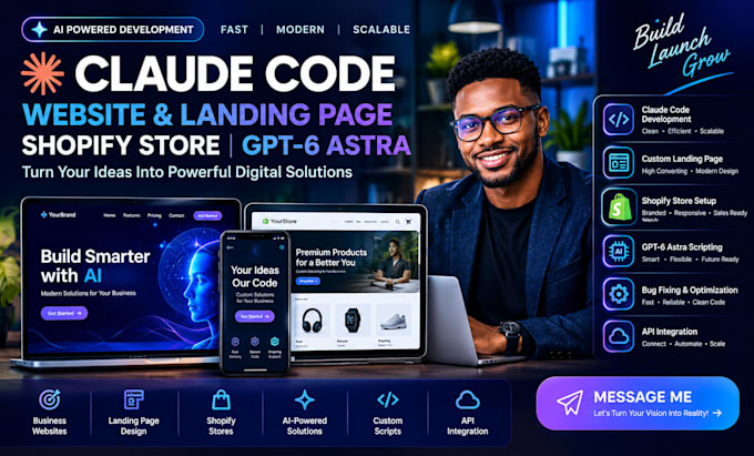 claude code website design custom landing page claude shopify gpt 6 astra script