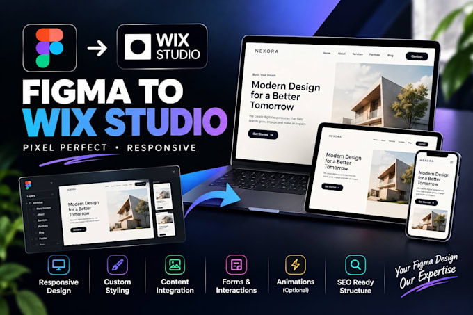 convert figma to wix studio responsive website