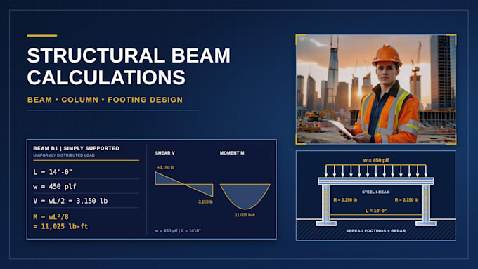 florida structural beam calculations column design footing design load analysis