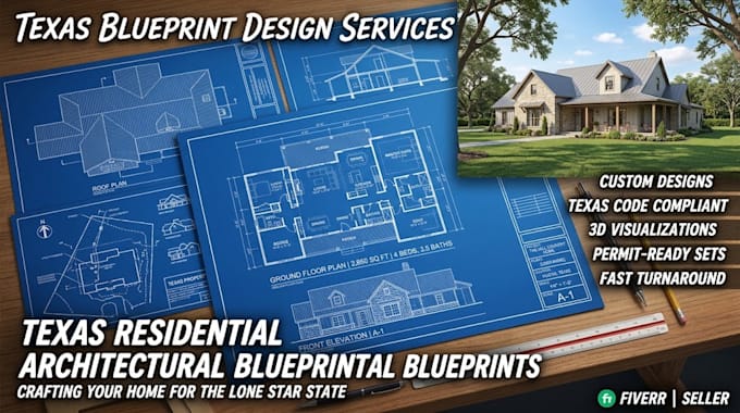 draft residential architectural blueprints for texas