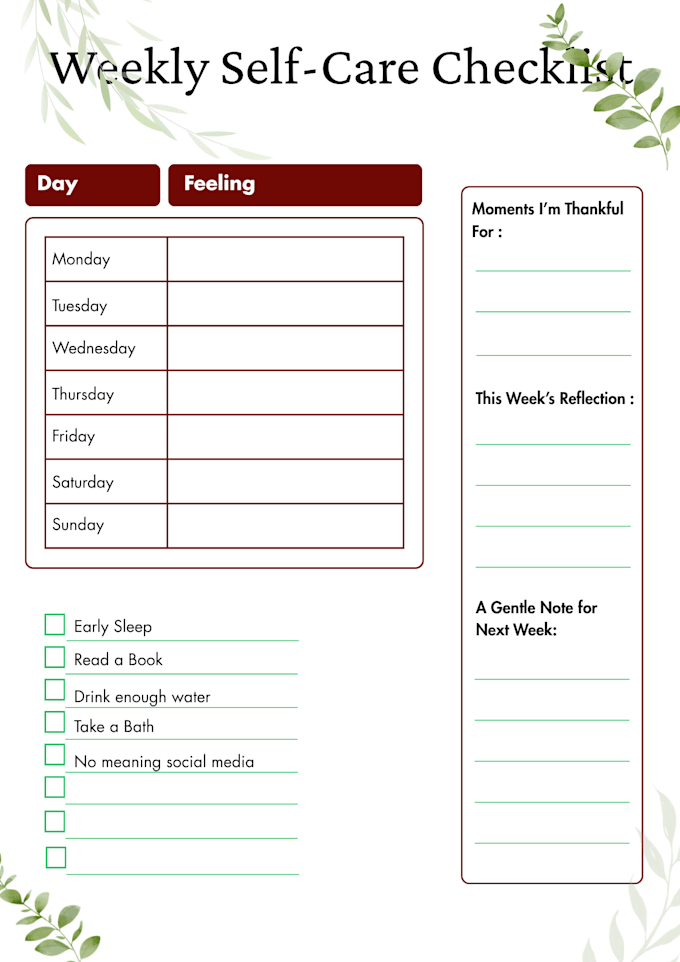 design minimalist digital planner and self care journal pdf