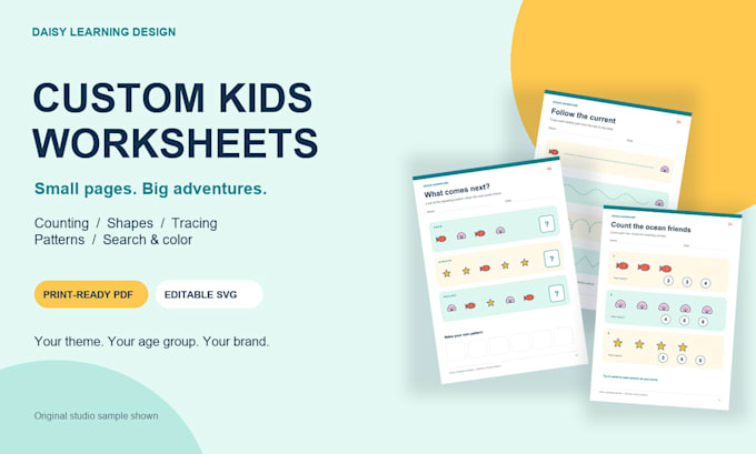 design custom preschool worksheets and printable kids activity books