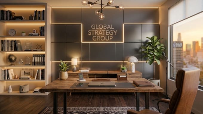 design office, custom zoom virtual background with logo
