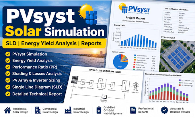 perform pvsyst solar simulation sld energy yield analysis and reports