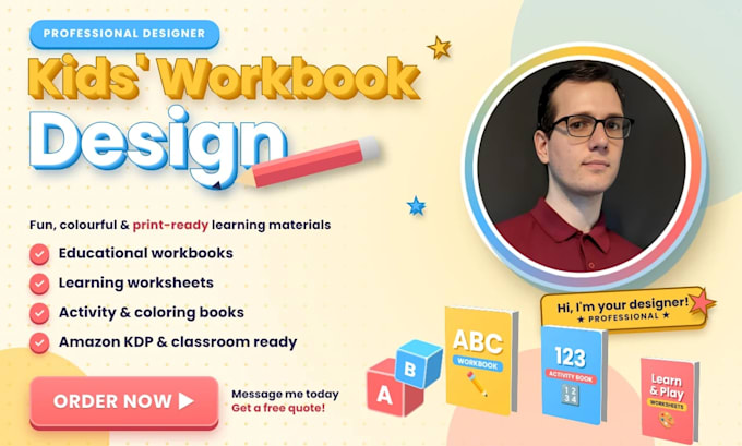 design children educational workbooks, learning worksheet, and activity books