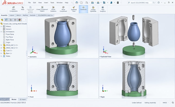 design ceramic slip casting plaster mold with printable 3d cad model stl