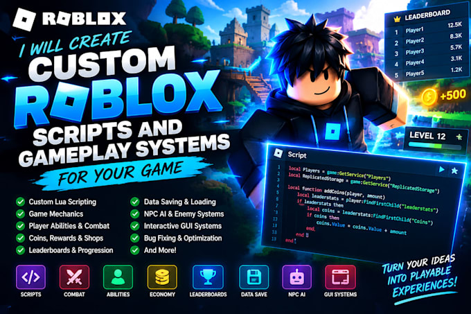 create custom roblox scripts and gameplay systems for your game