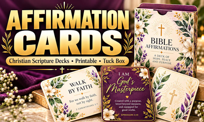 design custom affirmation cards christian scripture card deck printable tuck box