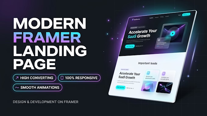 design a modern framer landing page or responsive framer website