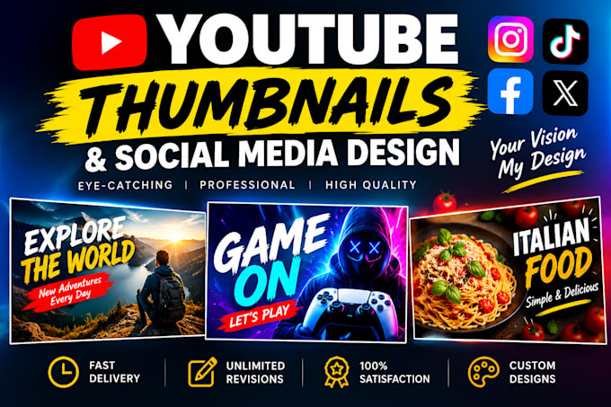 video thumbnails, covers and social media design