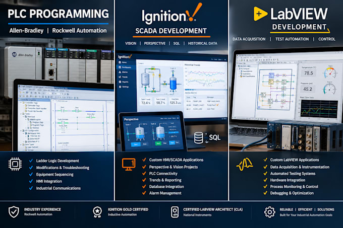 program, troubleshoot plcs, ignition and labview