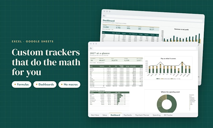 build a custom excel or google sheets tracker with a dashboard