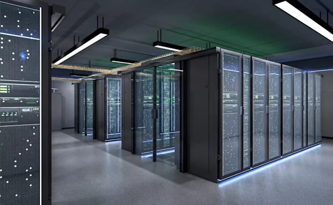 design professional network diagram, server rack, data center, storage array