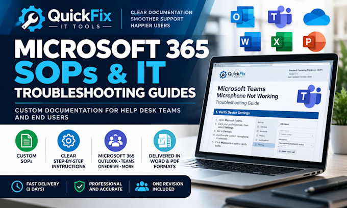 create microsoft 365 sops and IT troubleshooting guides