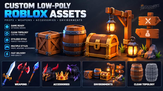 create low poly 3d models and props for roblox