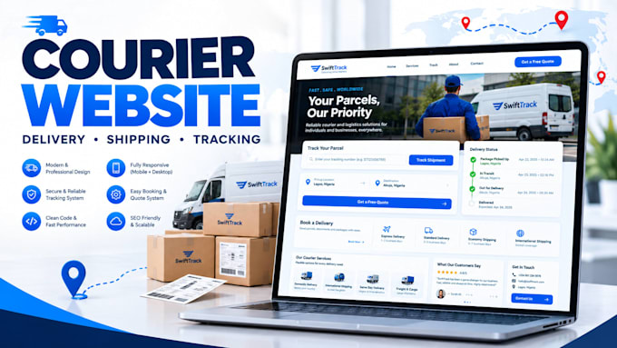build courier website, delivery, logistics, shipping and parcel tracking website