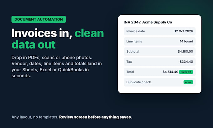 build invoice processing and document data extraction automation