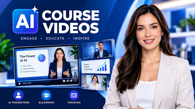 create ai course videos, elearning , training videos with ai avatars