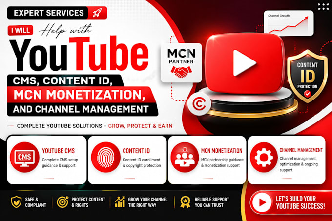 help with youtube cms, content id, mcn monetization