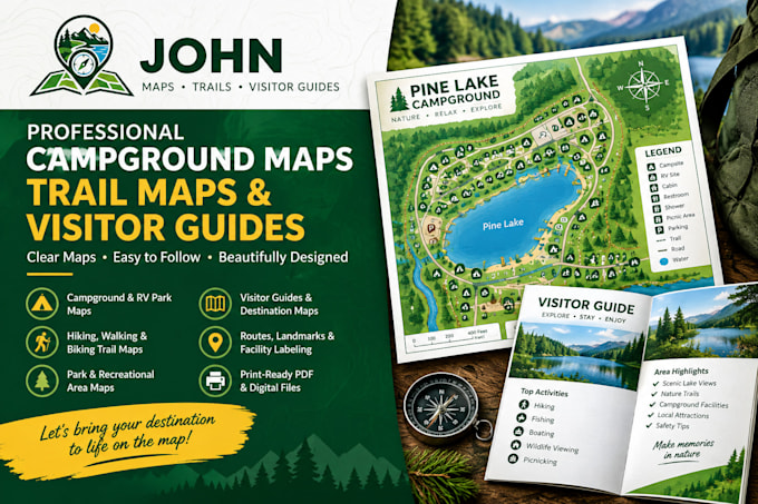 design campground maps, trail maps, and visitor guides