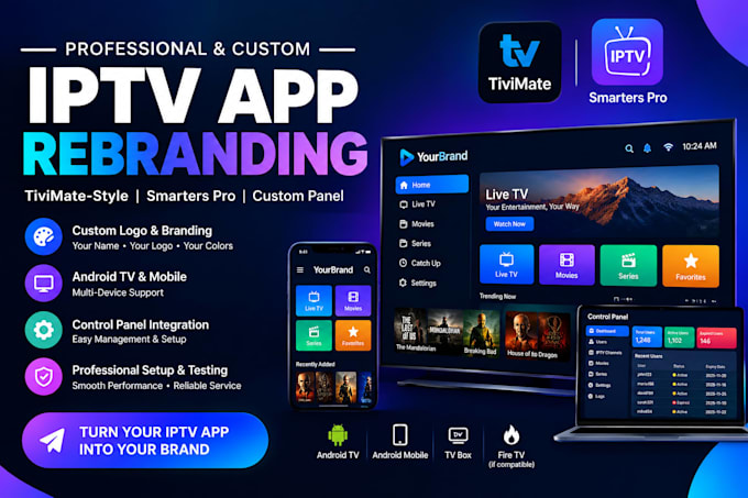 rebrand iptv smarters pro app and set up iptv control panel