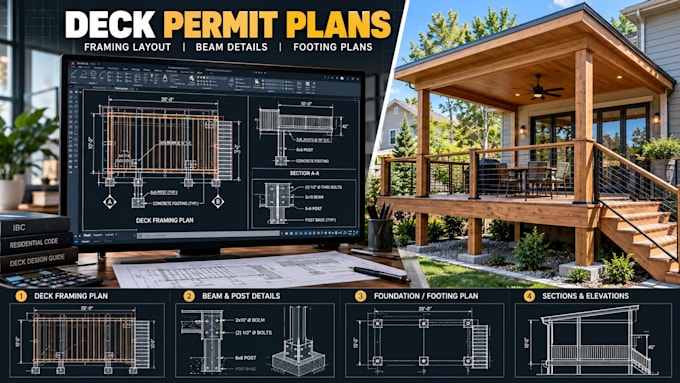 create structural blueprint drawings for custom deck and porch permits