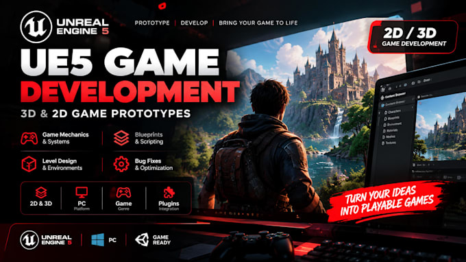 develop or fix unreal engine 5 games, blueprints, and game prototypes