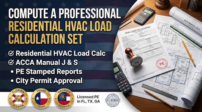 compute a professional residential hvac load calculation set