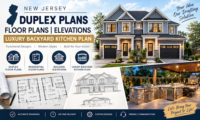 draw new jersey duplex plans floor plans elevations luxury backyard kitchen plan
