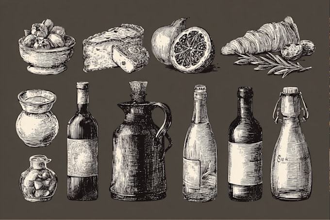 create culinary illustrations of foods and drinks