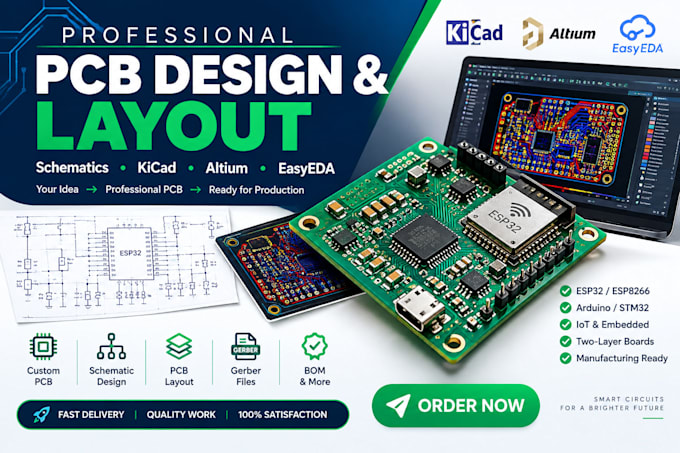 Electronics Projects Design Design professional pcb layout schematic esp32 circuits kicad schematic ...