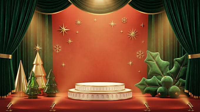 do interior christmas party room design, event stage lighting 3d visualization