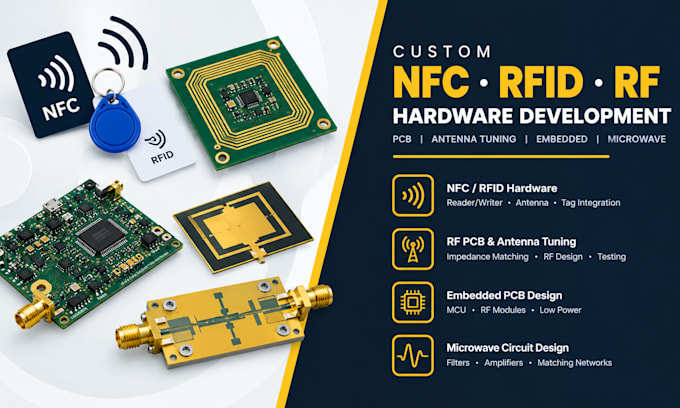 develop nfc rfid hardware, rf pcb antenna tuning embedded pcb, microwave circuit