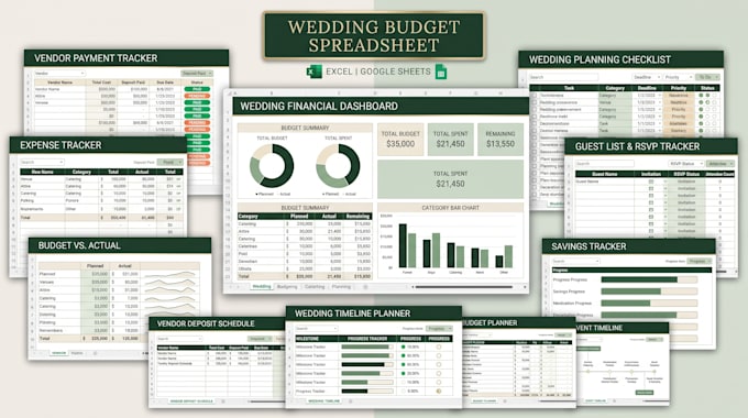 create wedding budget spreadsheet with vendor payment tracker,planning checklist