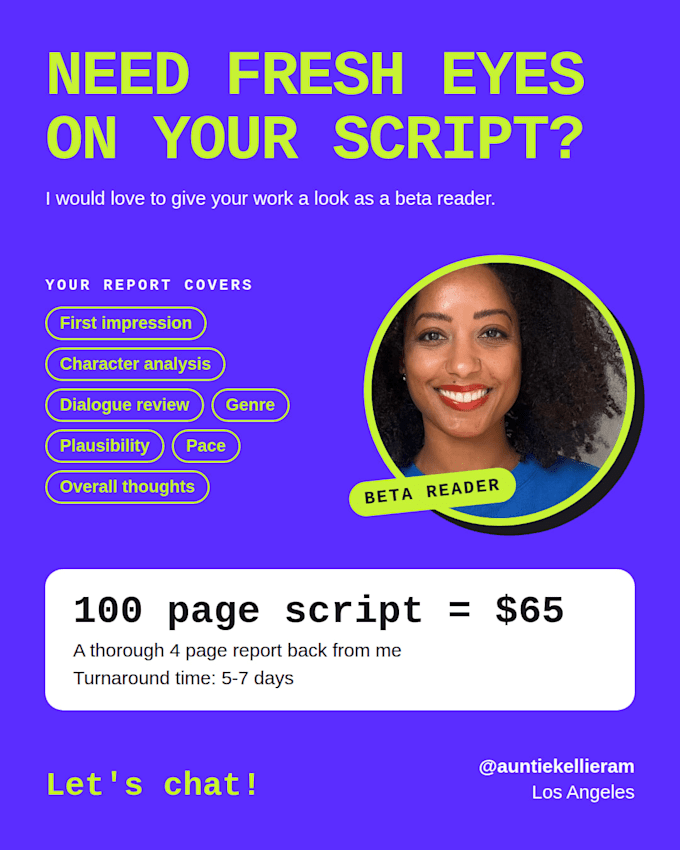 read your screenplay and provide feedback as a beta reader