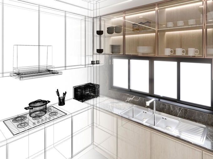 create 3d kitchen cabinets and photorealistic kitchen renders