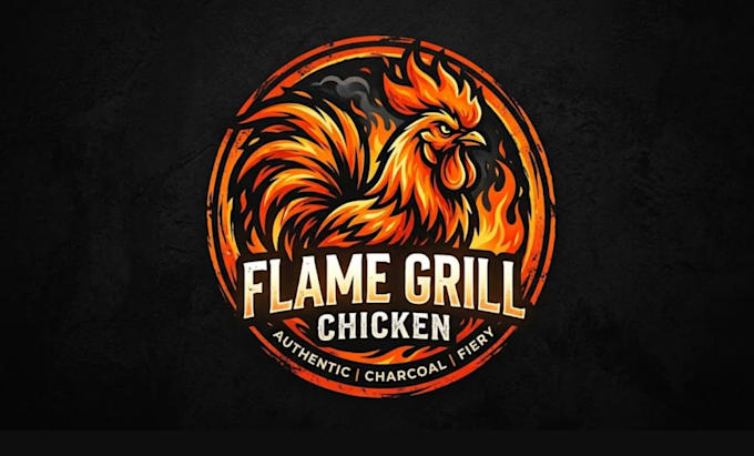 design creative chicken and flame grill logo design