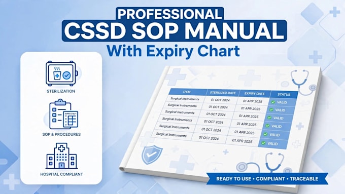 create professional cssd sop manual with expiry chart