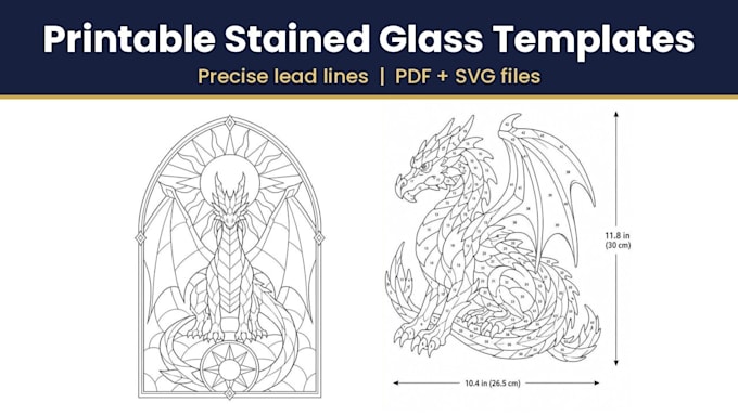 create custom stained glass window pattern design, printable template, lead line