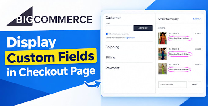 display custom fields in bigcommerce checkout order summary