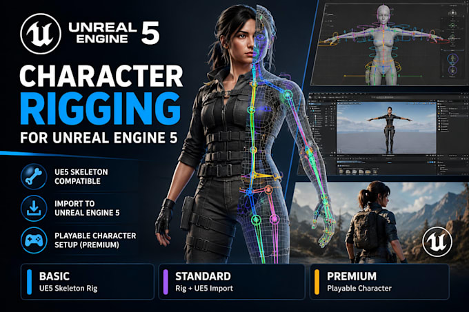 do character rigging and character setup in unreal engine