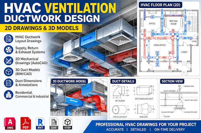 design hvac ventilation ductwork and mechanical drawings