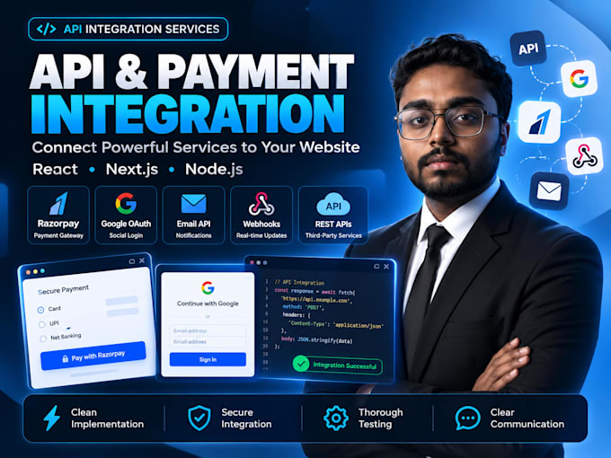 integrate apis razorpay oauth and email into your website