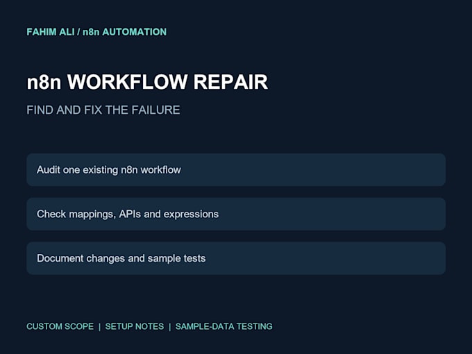 debug and fix n8n workflow errors and API integrations
