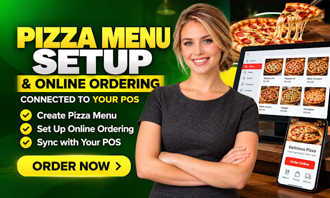 set up your pizza pos with sizes toppings and combos